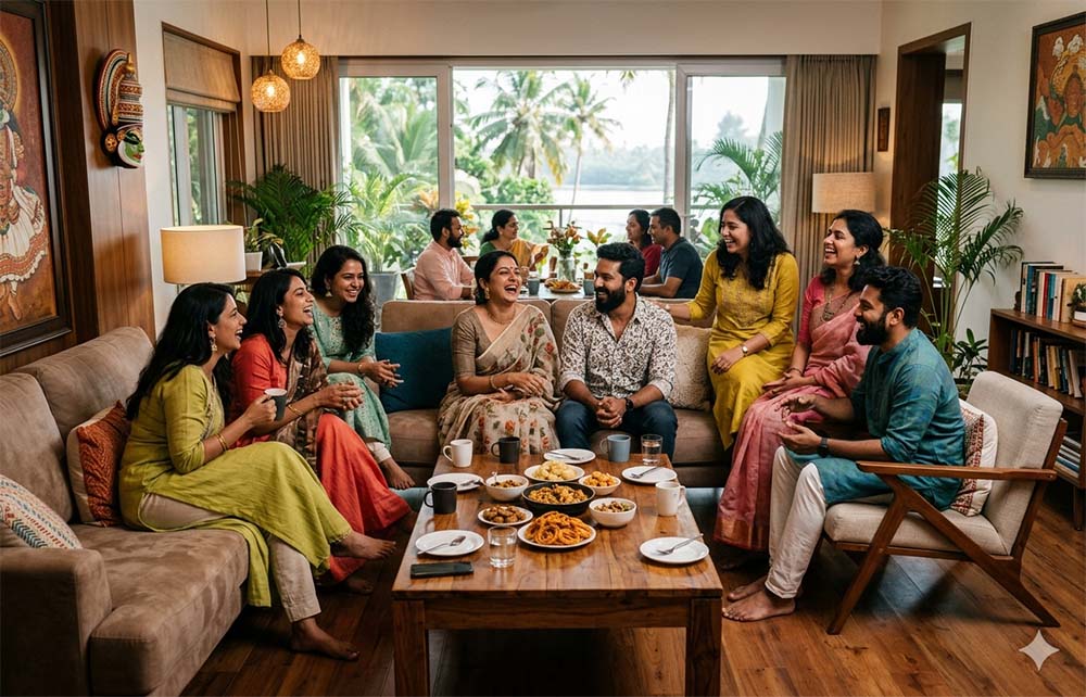 Top angle architectural rendering of Indraneelam Infinia, a premium gated apartment community in Punkunnam, Thrissur, showcasing luxury urban living amenities for corporate and NRI professionals.